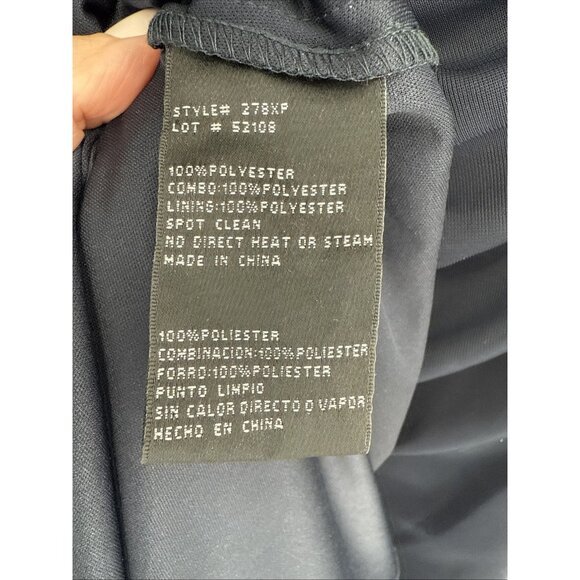 New XSCAPE Size 2 Petite Navy Gold Embellished Illusion-Bodice Ruched Gown Dress - Picture 10 of 10